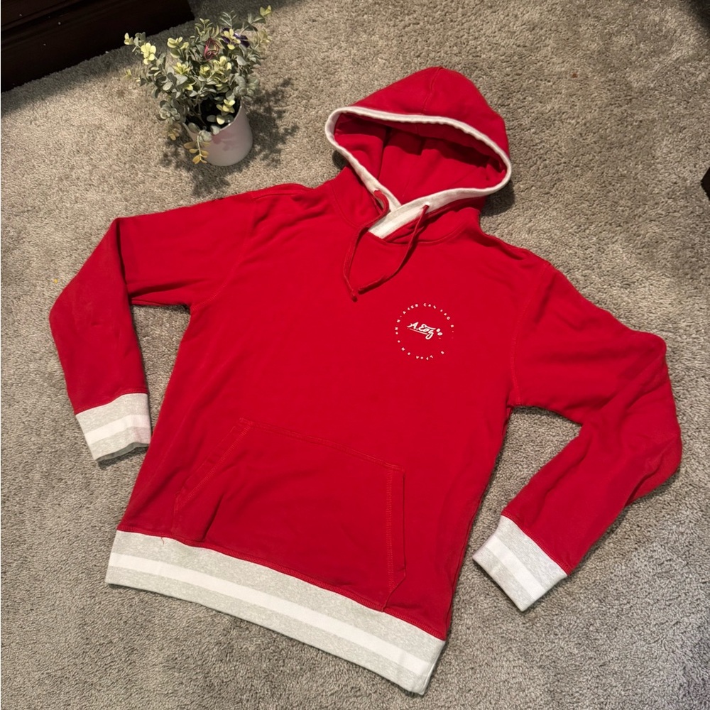 American Eagle Red Hoodie with White Trim